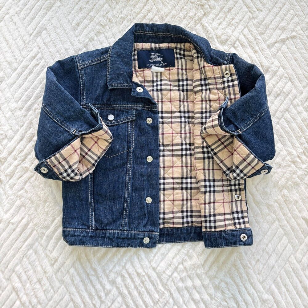 Burberry Toddler Size 2 Quilted Nova Check Lined Denim Trucker Jacket Coat